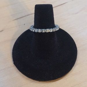 Free People Silver Rhinestone Statement Ring 7